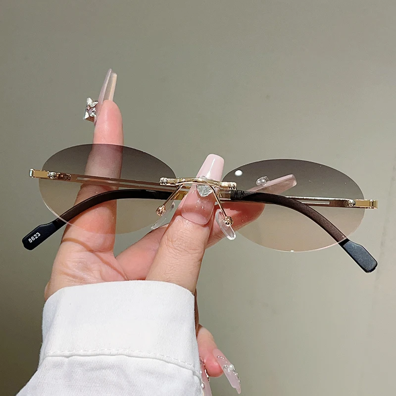 Designer Sunglasses - Occhiali da sole ovali senza montatura,