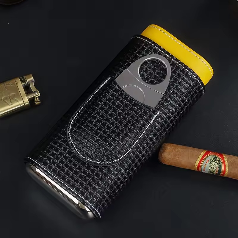 Premium Cigar Case - Humidor Portatile in Pelle con Rivestimento