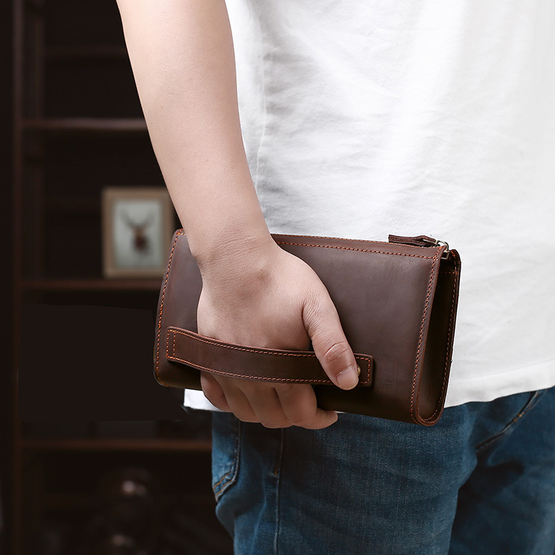 Leather Wallet Men - Pochette da uomo, borsa a mano
