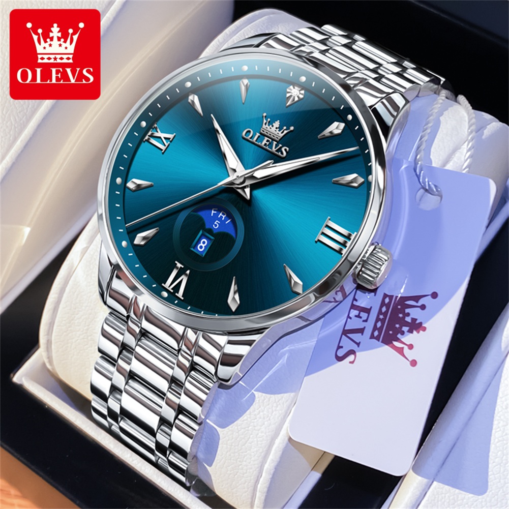 OLEVS Moon Phase orologi da uo - Luxury Watch Men recensione e prezzo